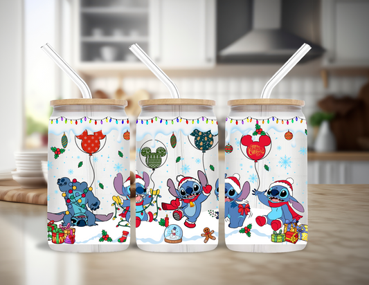 Stitch Snow Glass Cup