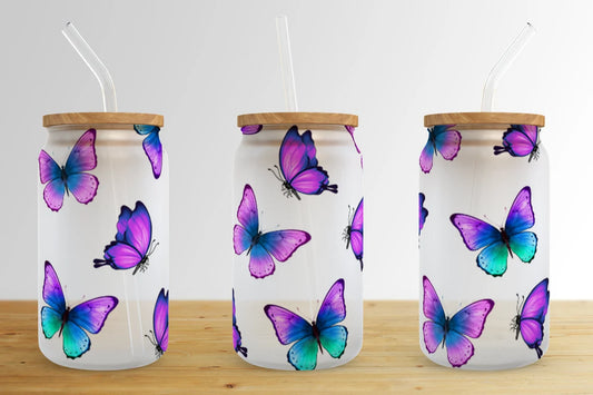 Colorful Butterfly Glass Cup