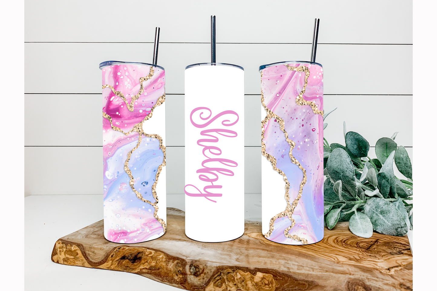 MARBLE SKINNY TUMBLER (CUSTOMIZE NAME)