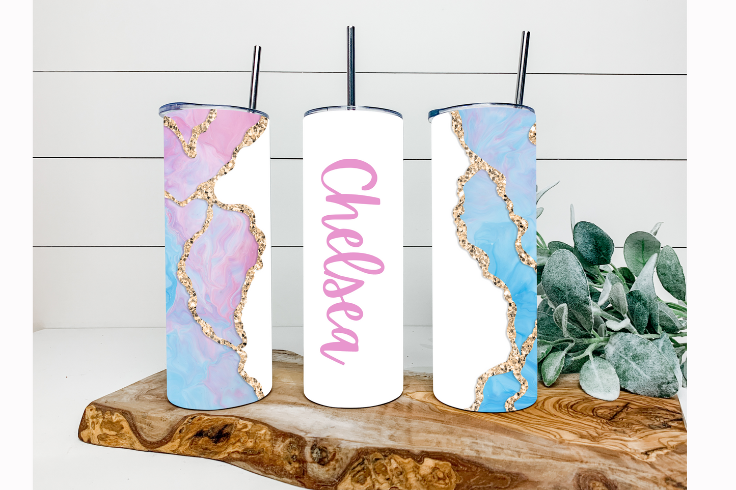 MARBLE SKINNY TUMBLER (CUSTOMIZE NAME)