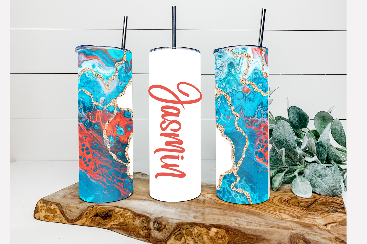 MARBLE SKINNY TUMBLER (CUSTOMIZE NAME)