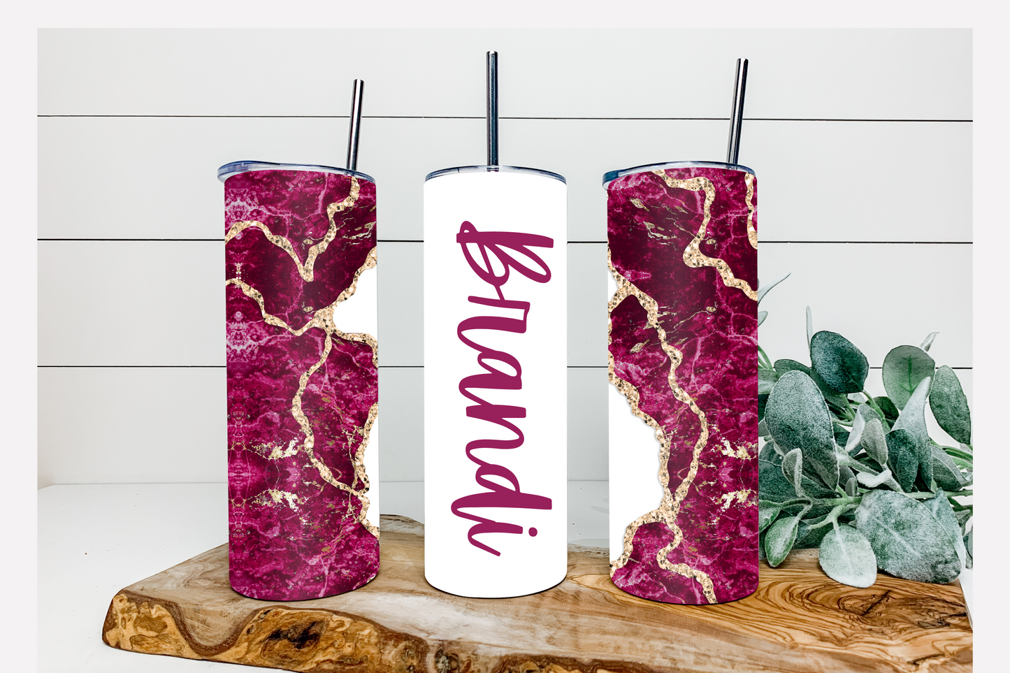 MARBLE SKINNY TUMBLER (CUSTOMIZE NAME)