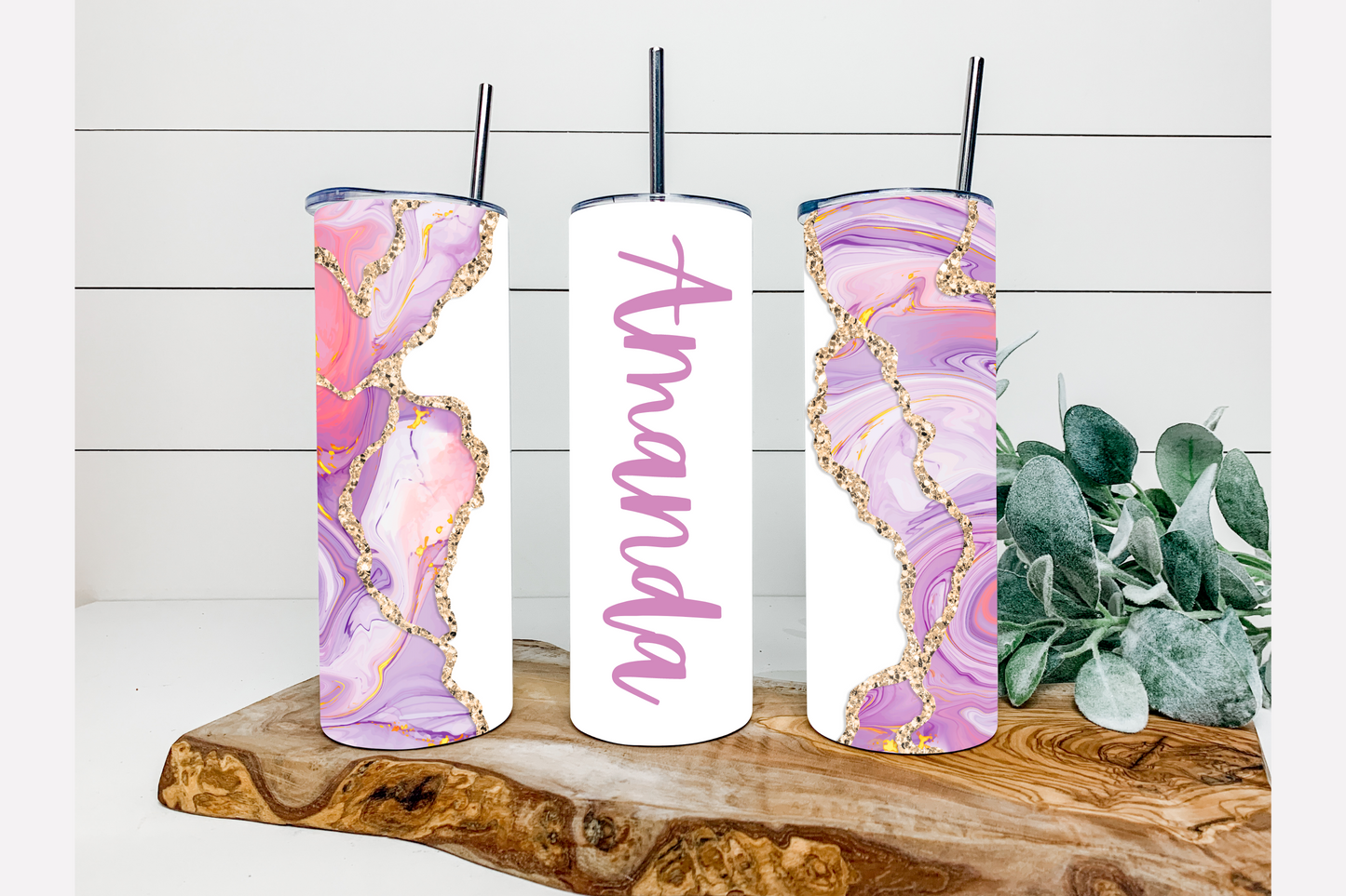 MARBLE SKINNY TUMBLER (CUSTOMIZE NAME)